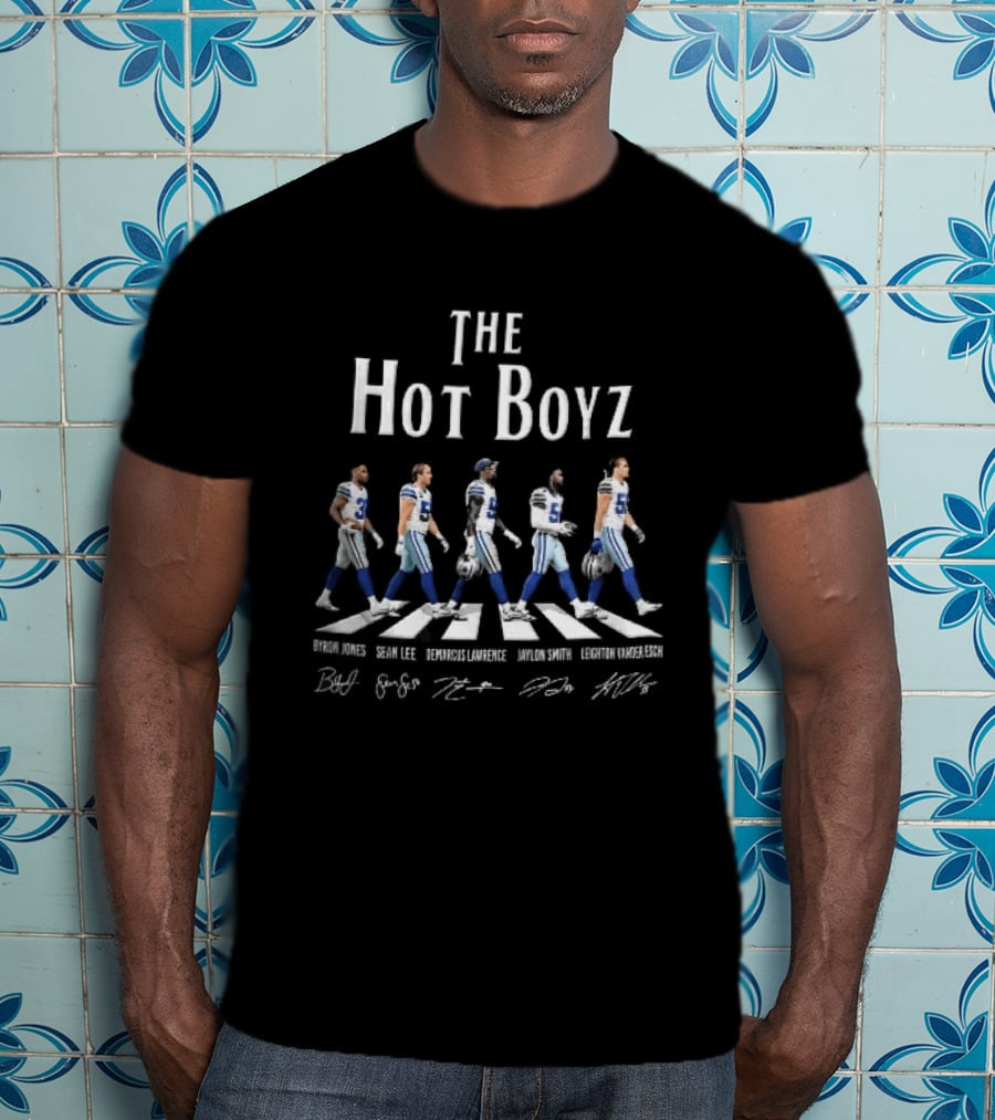The Hot Boyz Dallas Cowboys Byron Jones Sean Lee Abbey Road Crosswalk Player Roster T-Shirt