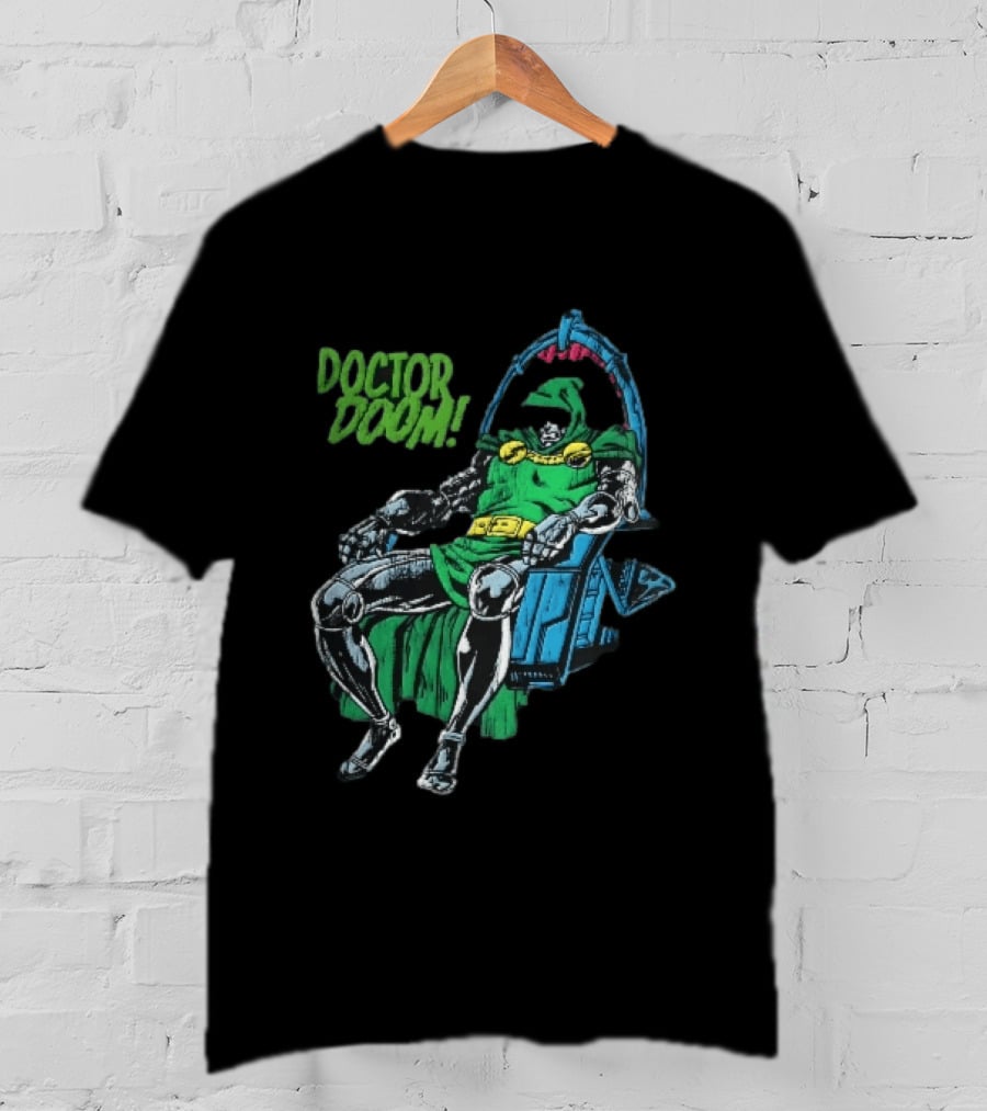 Doctor Doom Seated On Throne Distressed Comic T-Shirt