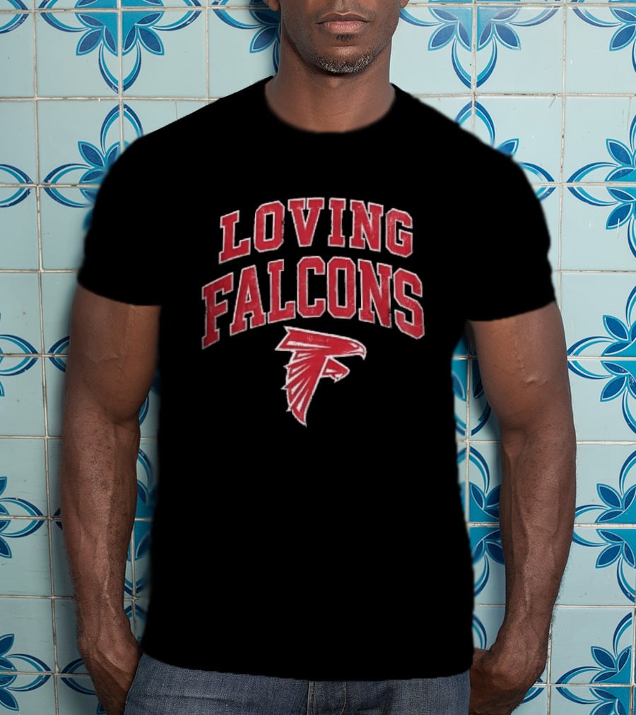 Loving Falcons Distressed Arched Varsity Bird T-Shirt