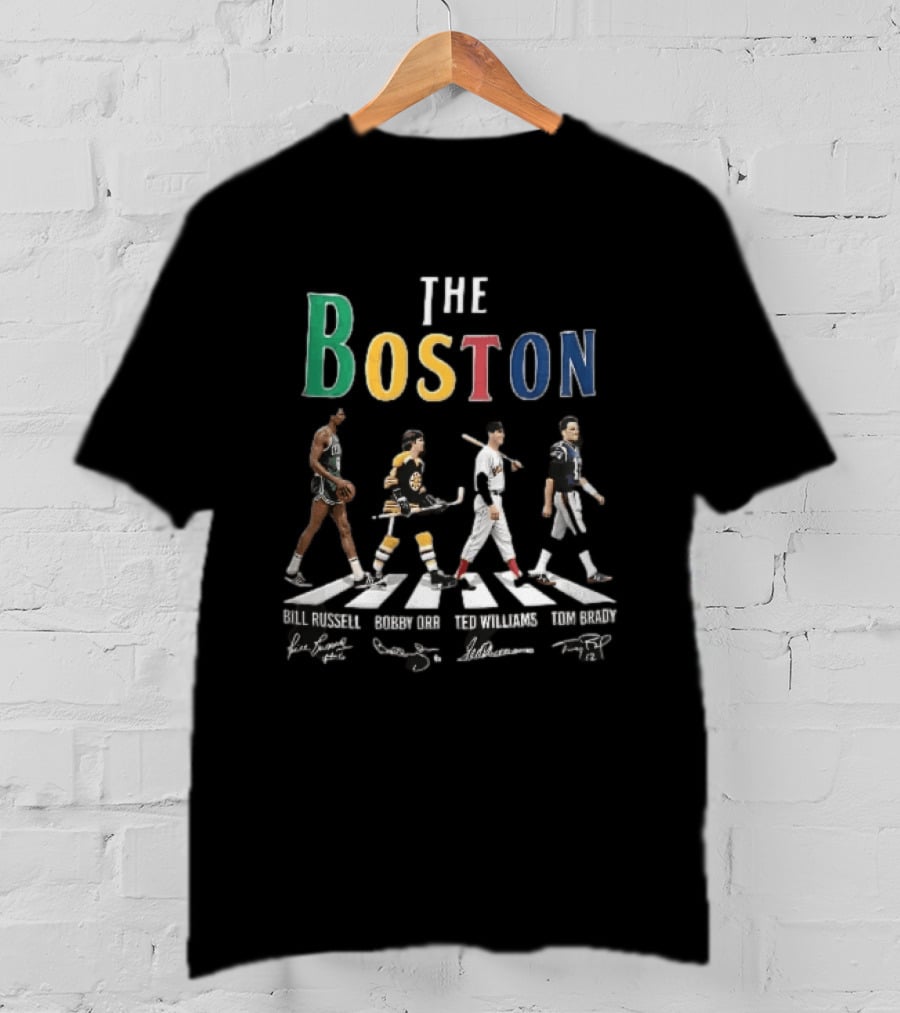 The Boston Bill Russell Bobby Orr Ted Williams Tom Brady Abbey Road Crosswalk Sports Legends T-Shirt