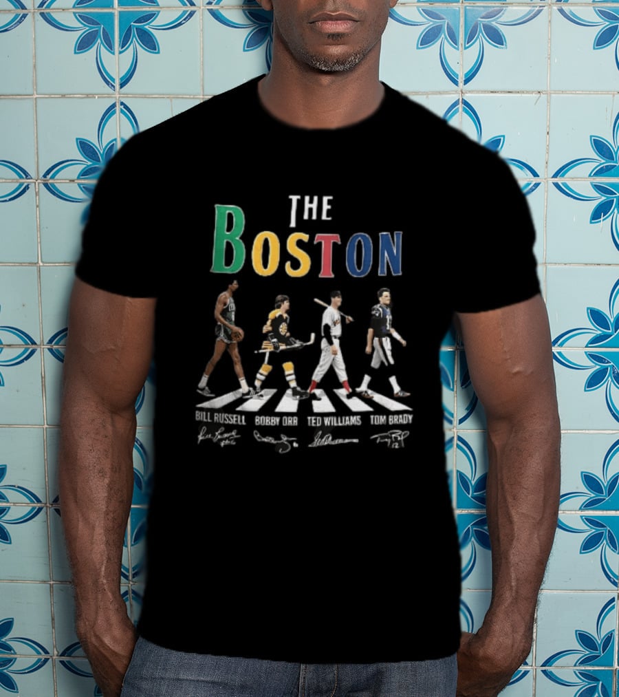 The Boston Bill Russell Bobby Orr Ted Williams Tom Brady Abbey Road Crosswalk Sports Legends T-Shirt