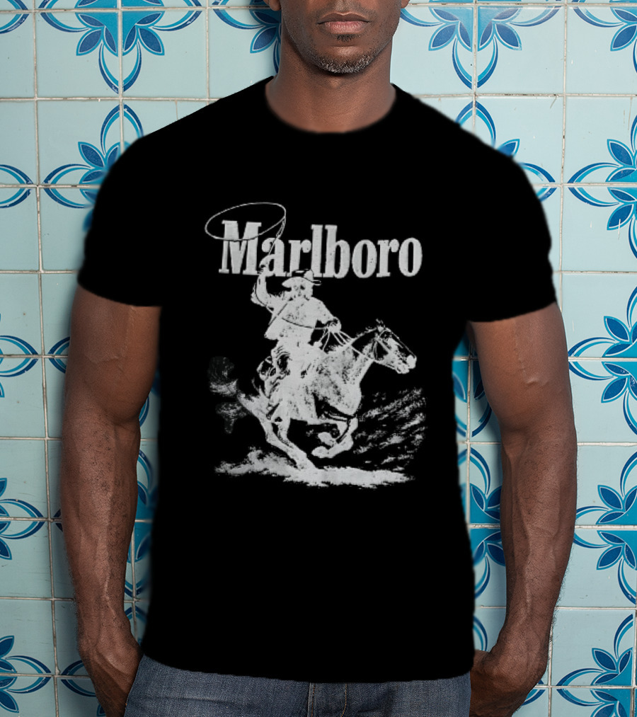 Marlboro Cowboy Riding Horse Spinning Lasso T-Shirt