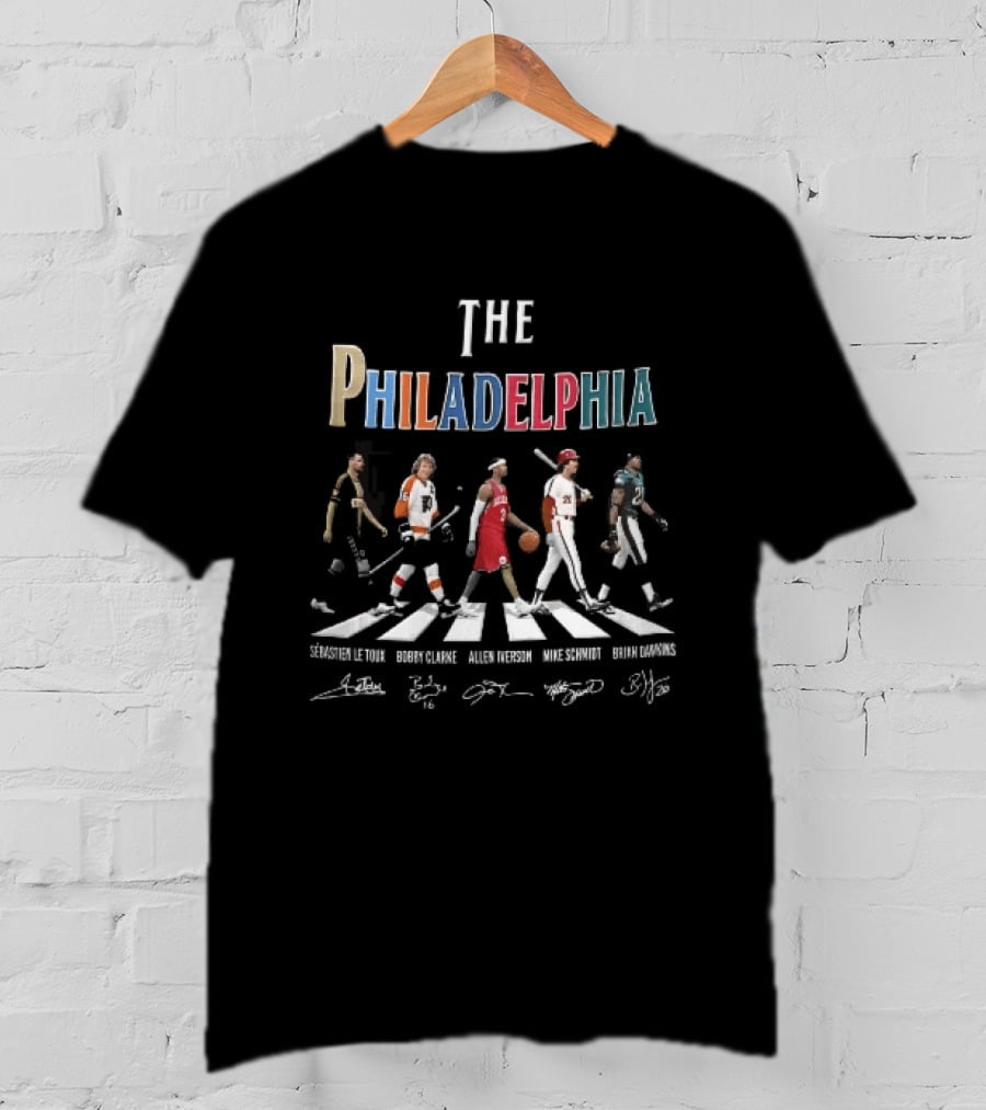 The Philadelphia Athletes Le Toux Clarke Allen Schmidt McNabb Crosswalk Signatures T-Shirt
