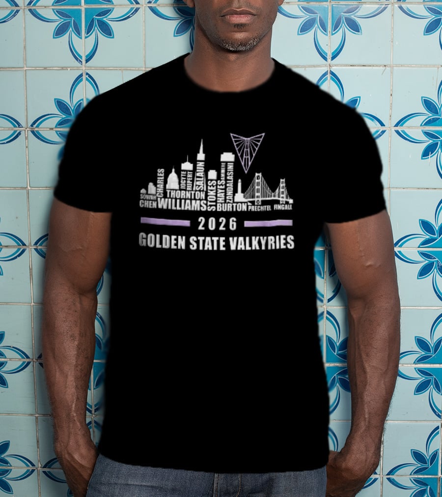 Golden State Valkyries 2026 San Francisco Skyline Bridge WNBA Sowah Chen T-Shirt
