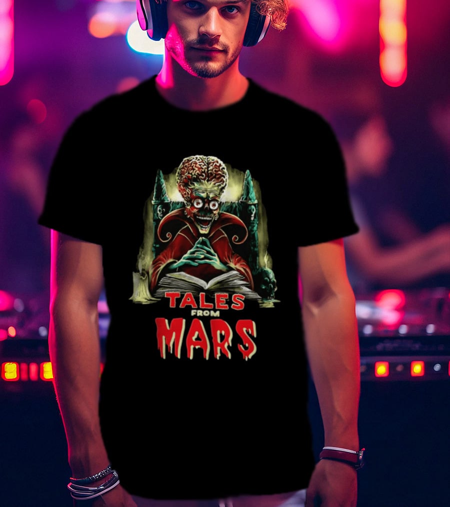 Mars Attacks Tales From Mars Alien Reading Book T-Shirt