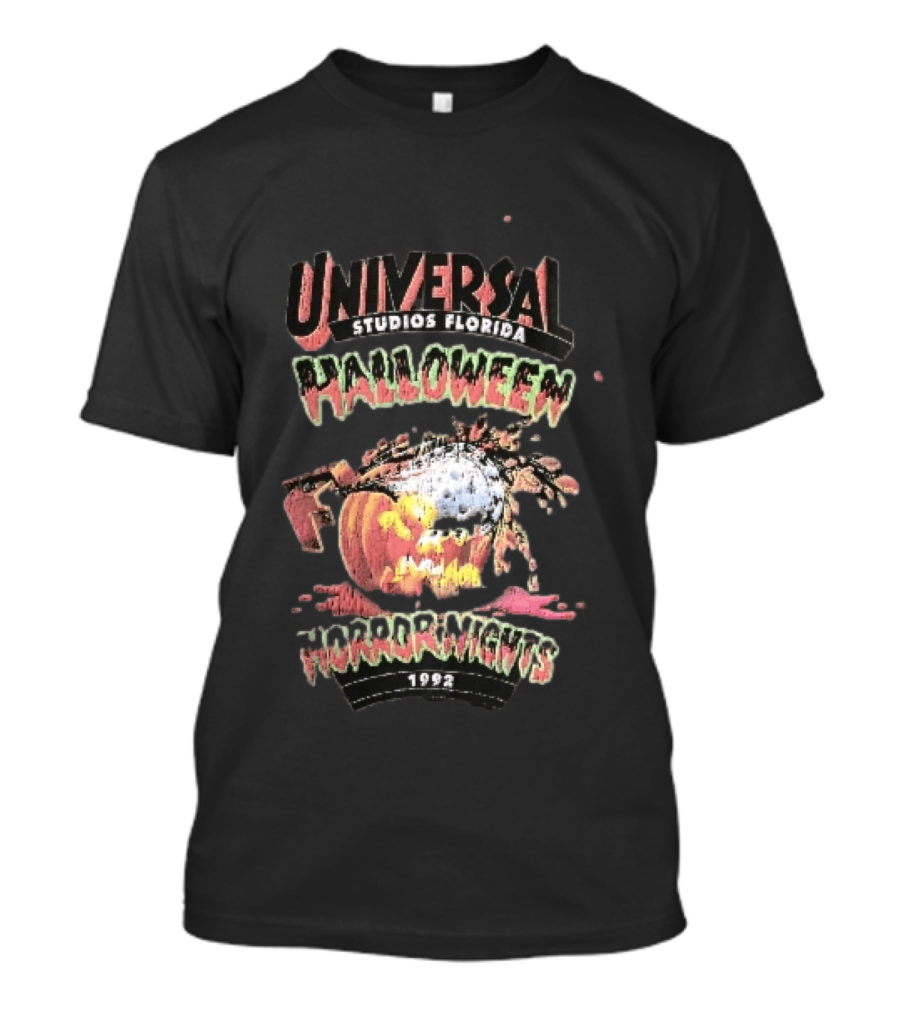 Universal Studios Florida Halloween Horror Nights 1992 Chainsaw Flaming Jack O Lantern T-Shirt
