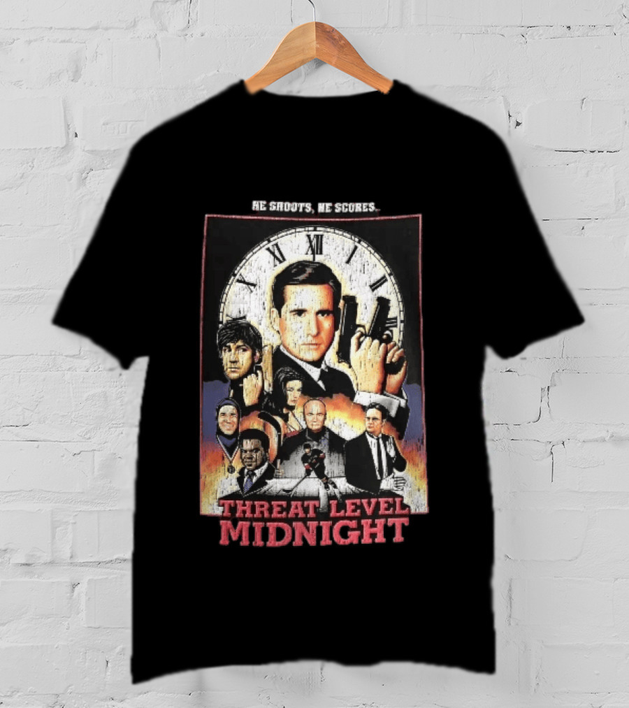 He Shoots He Scores Threat Level Midnight Movie Characters Collage Distressed T-Shirt