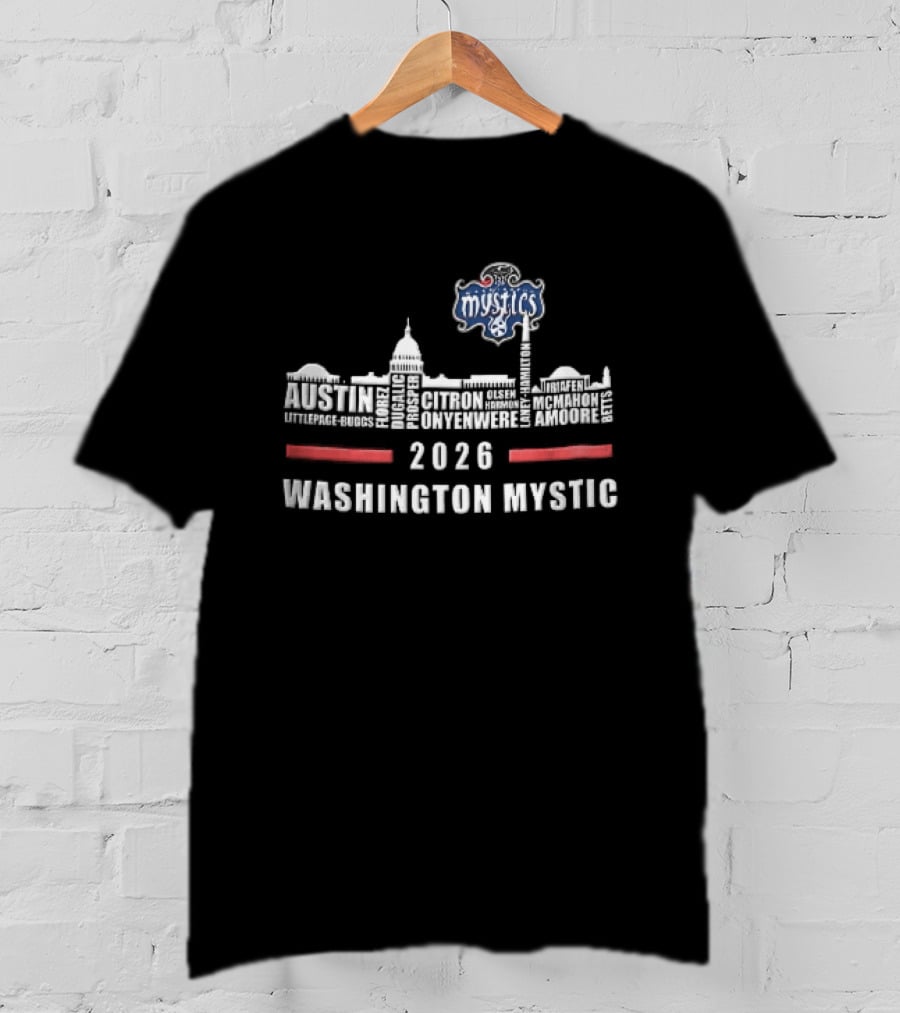 Washington Mystics 2026 Skyline Mystic Austin Littlepage Buggs Roster T-Shirt