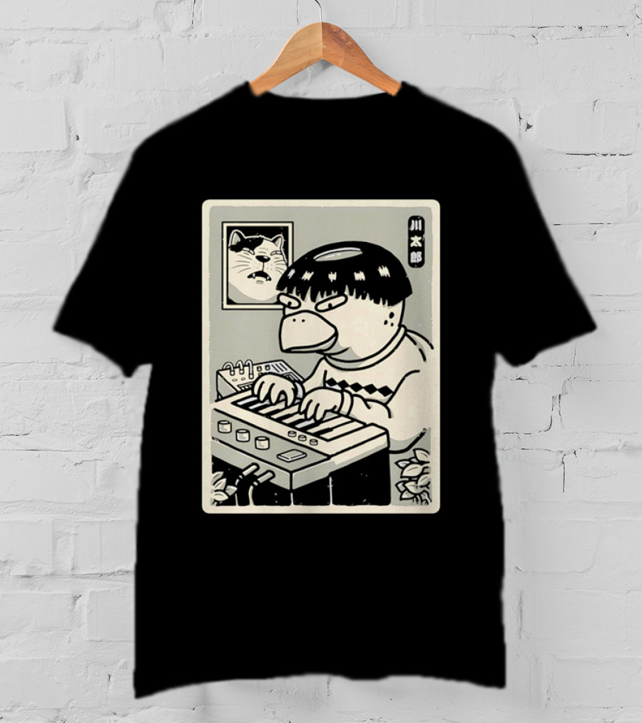 Yokai Synths Kappa Playing Keyboard Japanese Monster T-Shirt