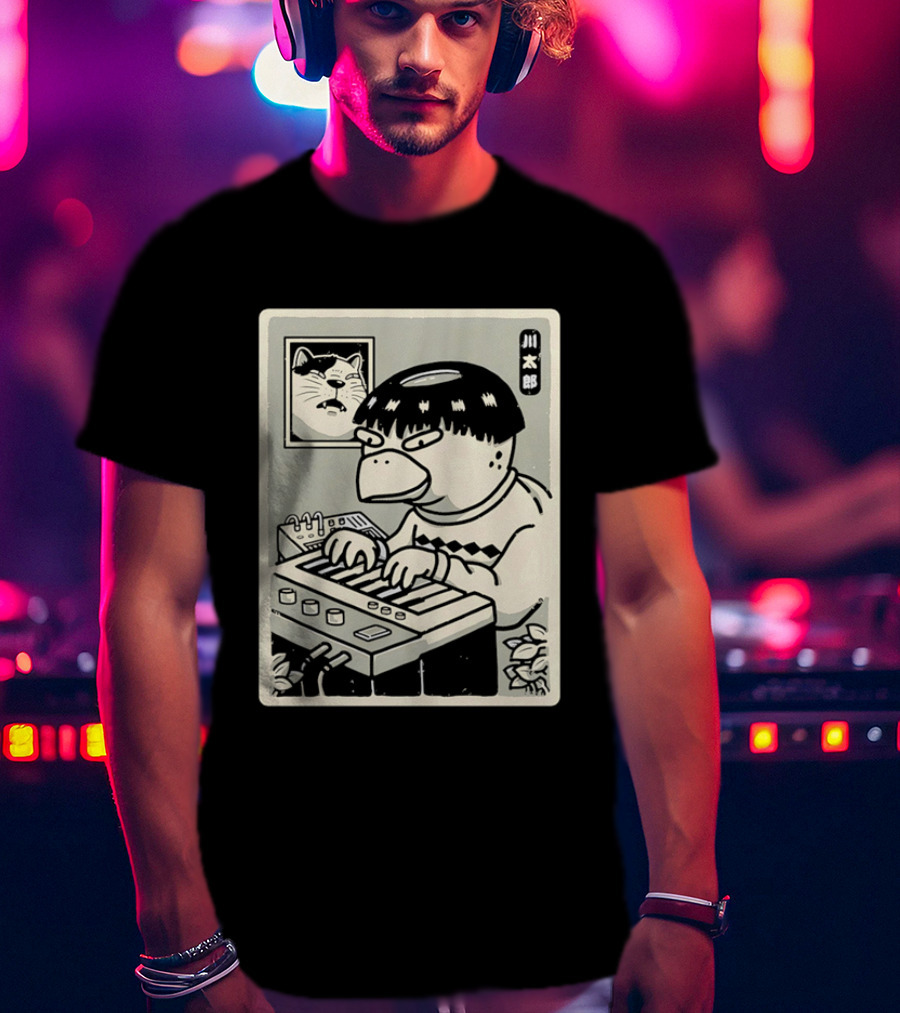 Yokai Synths Kappa Playing Keyboard Japanese Monster T-Shirt