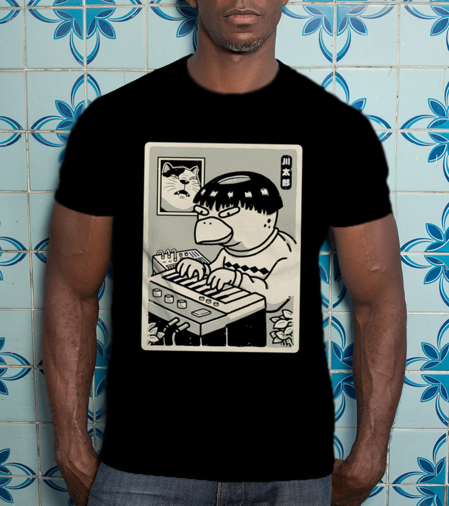 Yokai Synths Kappa Playing Keyboard Japanese Monster T-Shirt
