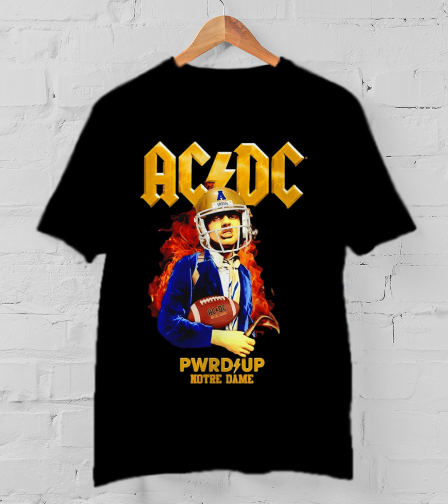 ACDC PWR UP Notre Dame Irish Football T-Shirt