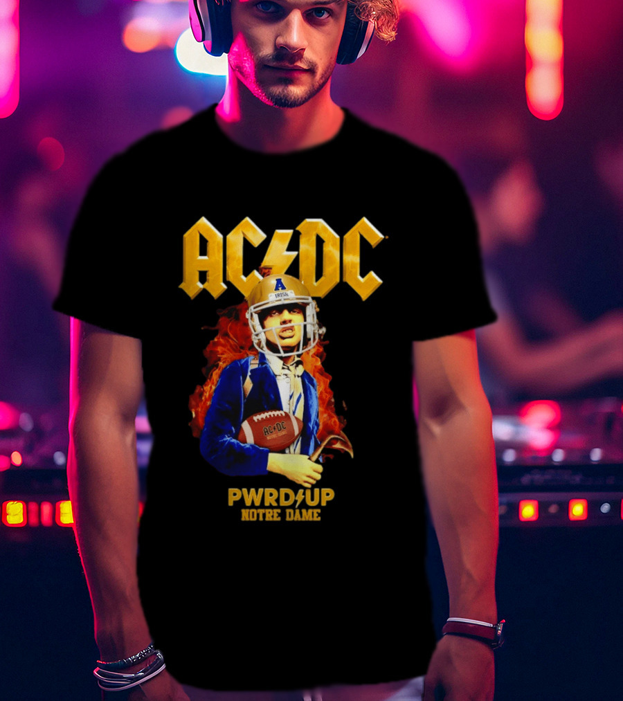 ACDC PWR UP Notre Dame Irish Football T-Shirt