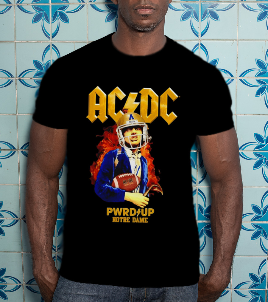 ACDC PWR UP Notre Dame Irish Football T-Shirt