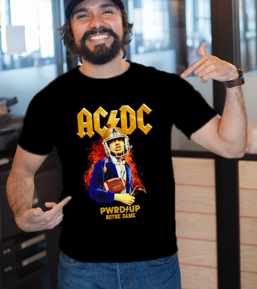 ACDC PWR UP Notre Dame Irish Football T-Shirt