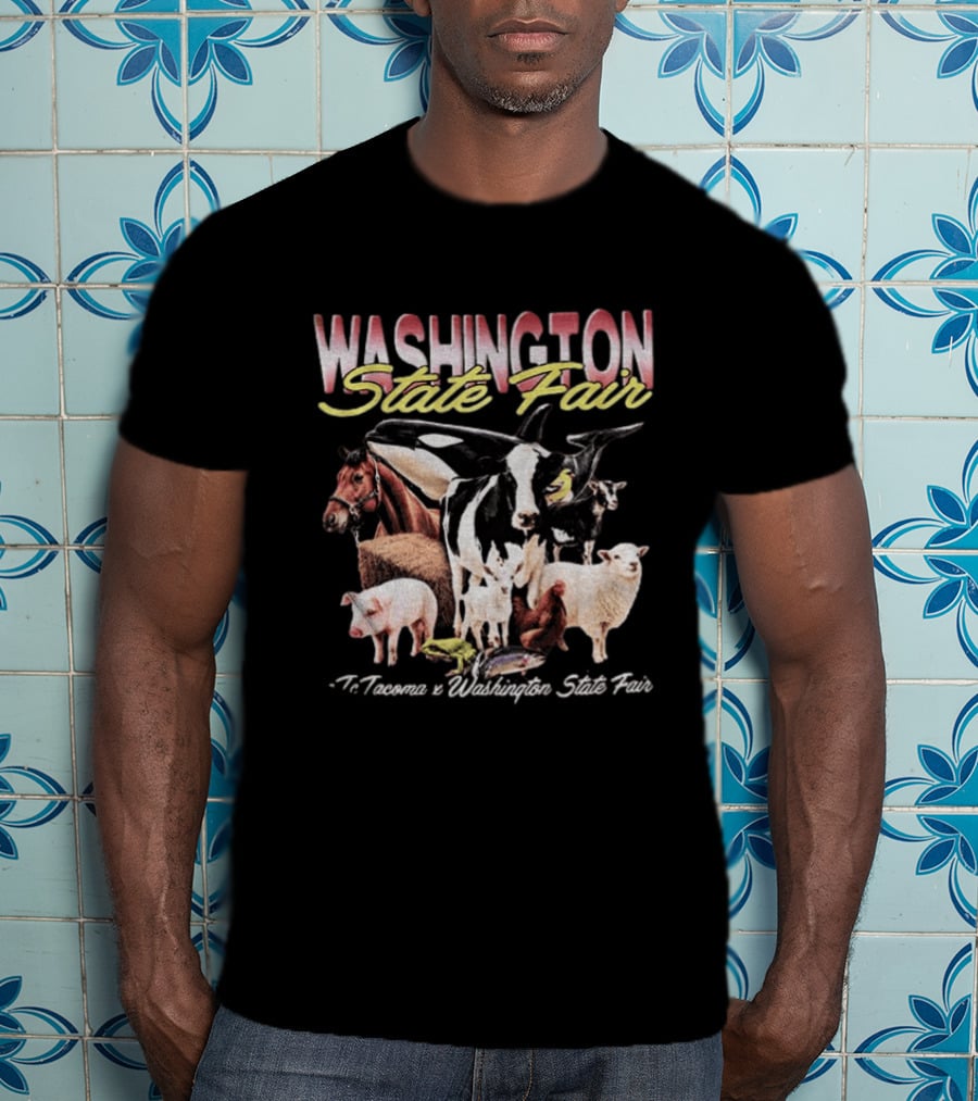 Washington State Fair Puyallup Tacoma Orca Cow Horse Sheep Pig Chicken Goat Frog Fish T-Shirt