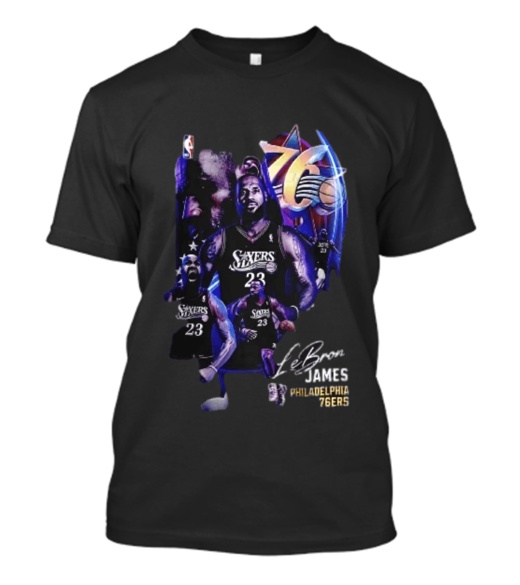 Philadelphia 76ers Lebron James Player Collage NBA Bootleg T-Shirt