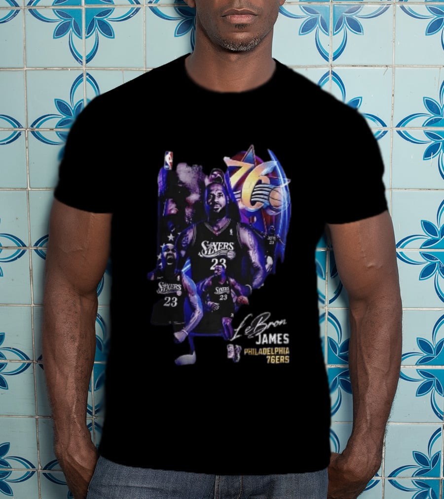 Philadelphia 76ers Lebron James Player Collage NBA Bootleg T-Shirt