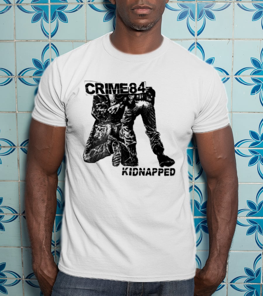 Crime 84 Kidnapped Kneeling Handcuffed Person Police Officer Sketch T-Shirt