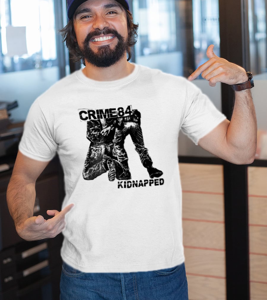 Crime 84 Kidnapped Kneeling Handcuffed Person Police Officer Sketch T-Shirt