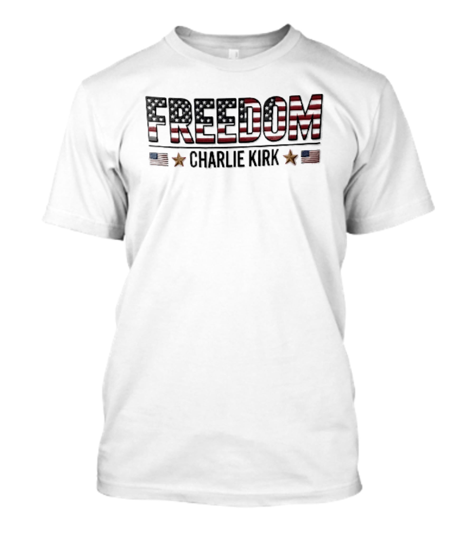 Freedom Charlie Kirk American Flag Bronze Stars T-Shirt