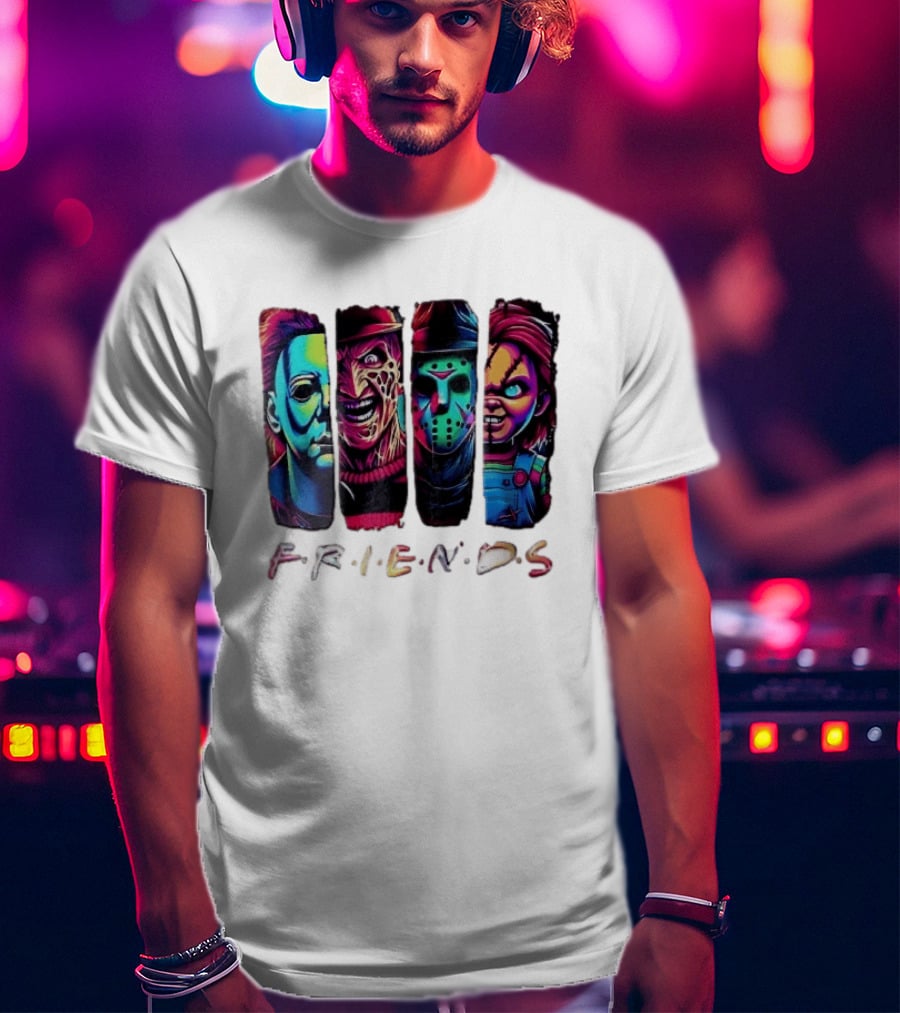 Friends Horror Michael Freddy Jason Chucky Multicolored T-Shirt