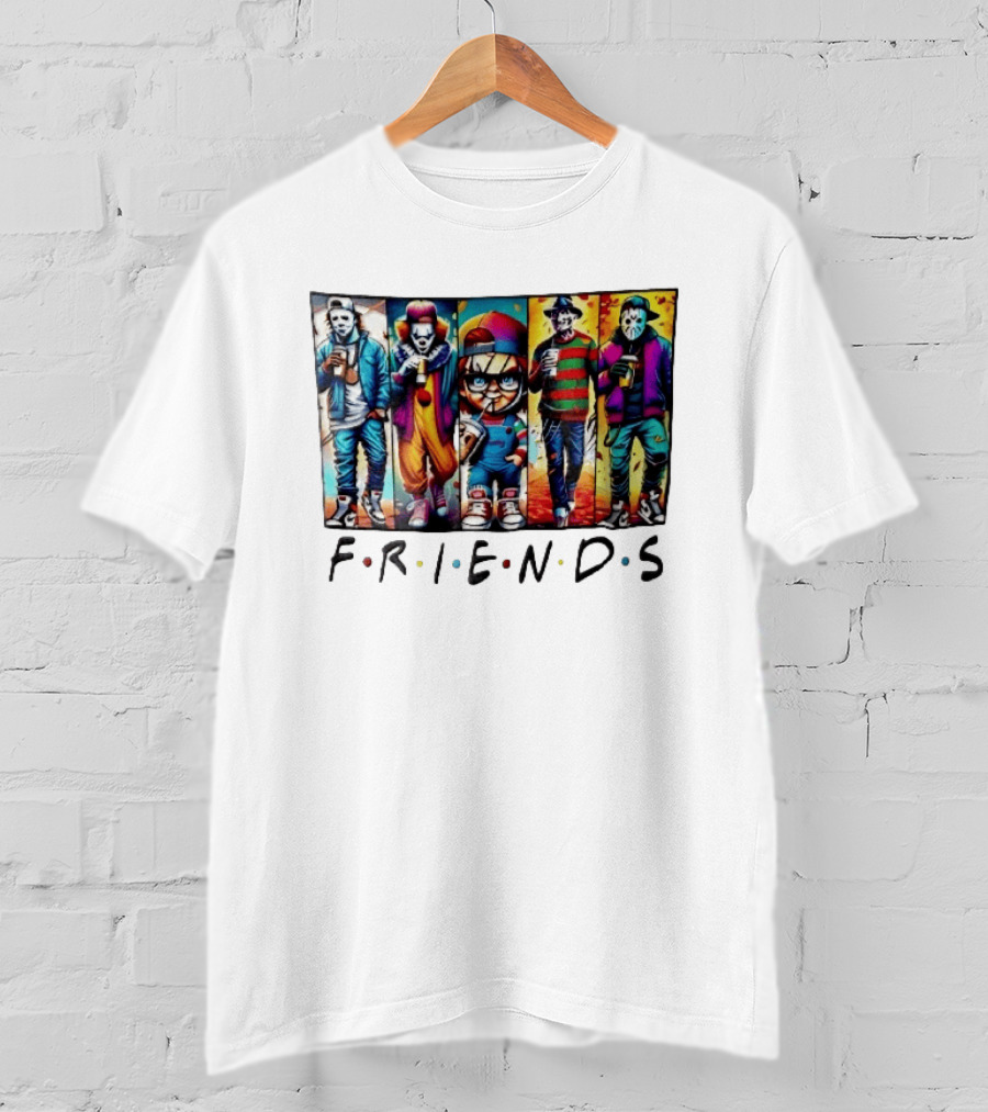 Friends TV Show Horror Movie Characters Coffee Cartoon T-Shirt