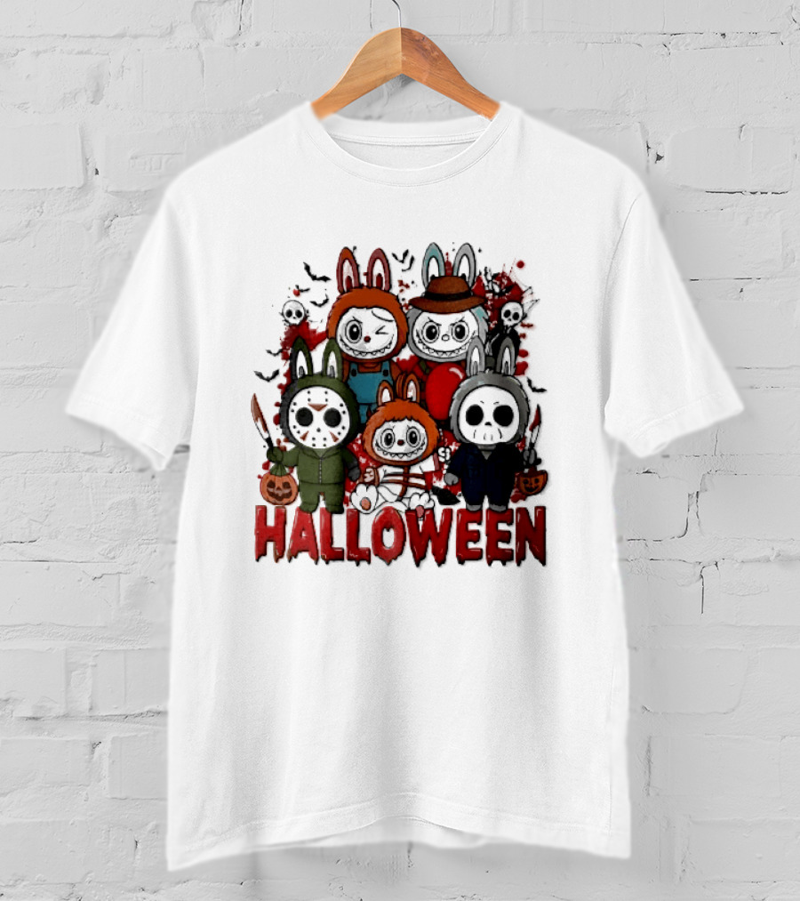 Halloween Cartoon Bunny Horror Characters Costumes Scary Masks T-Shirt