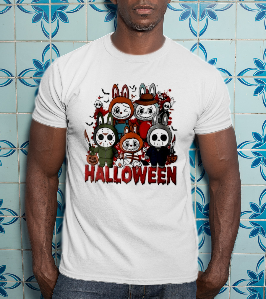 Halloween Cartoon Bunny Horror Characters Costumes Scary Masks T-Shirt