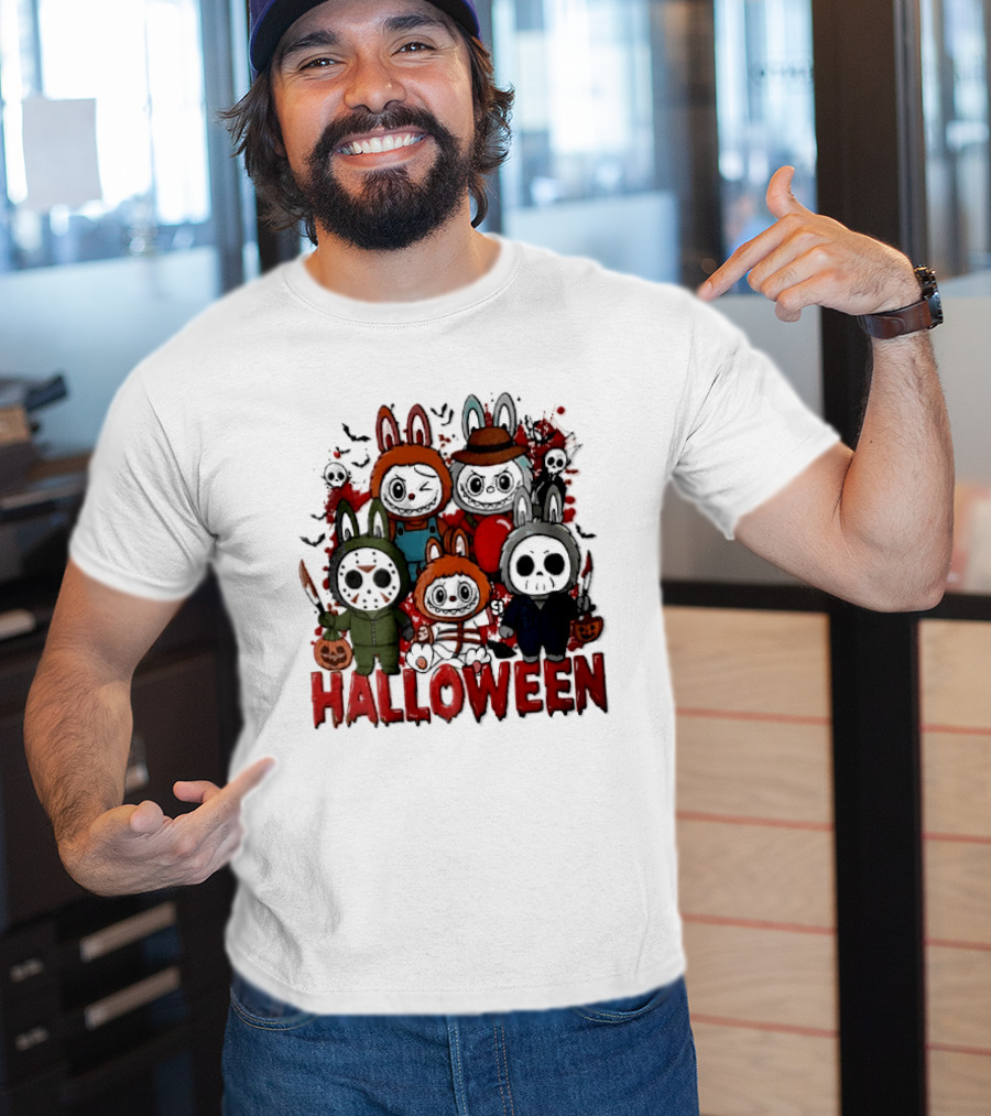 Halloween Cartoon Bunny Horror Characters Costumes Scary Masks T-Shirt