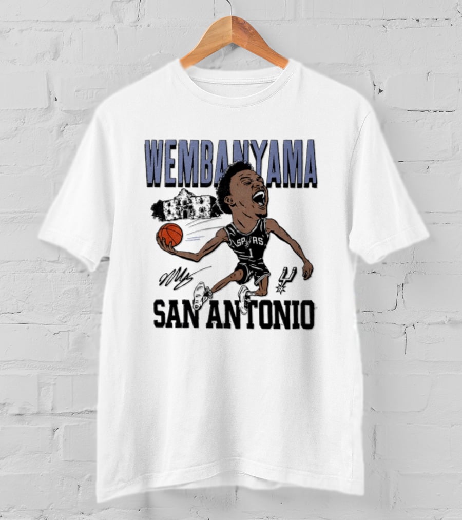 Wembanyama San Antonio Spurs Basketball NBA Caricature T-Shirt