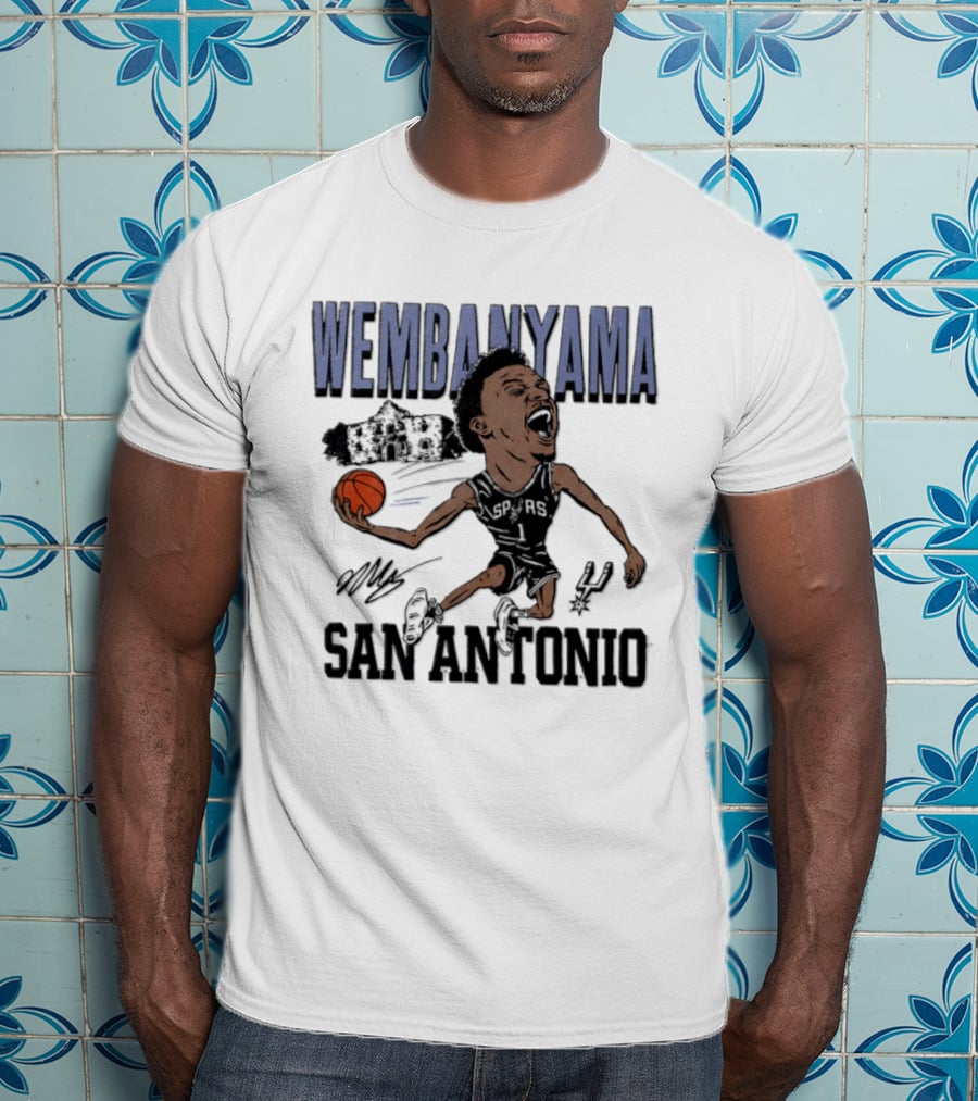 Wembanyama San Antonio Spurs Basketball NBA Caricature T-Shirt