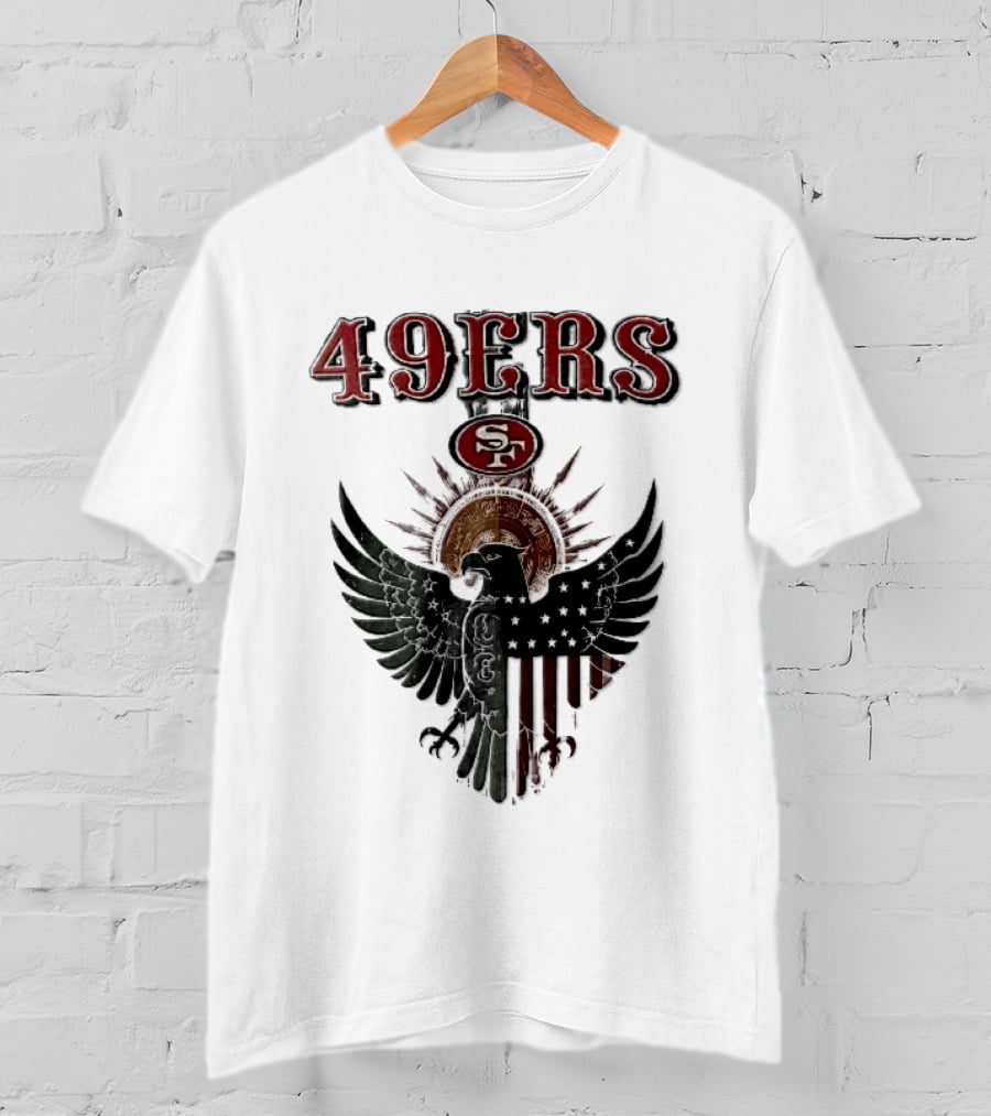 San Francisco 49ers Aztec Sunburst Eagle Mexican American Flag T-Shirt