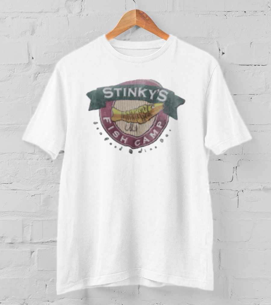Stinky's Fish Camp Seafood And Wine Bar Logo With Fish T-Shirt