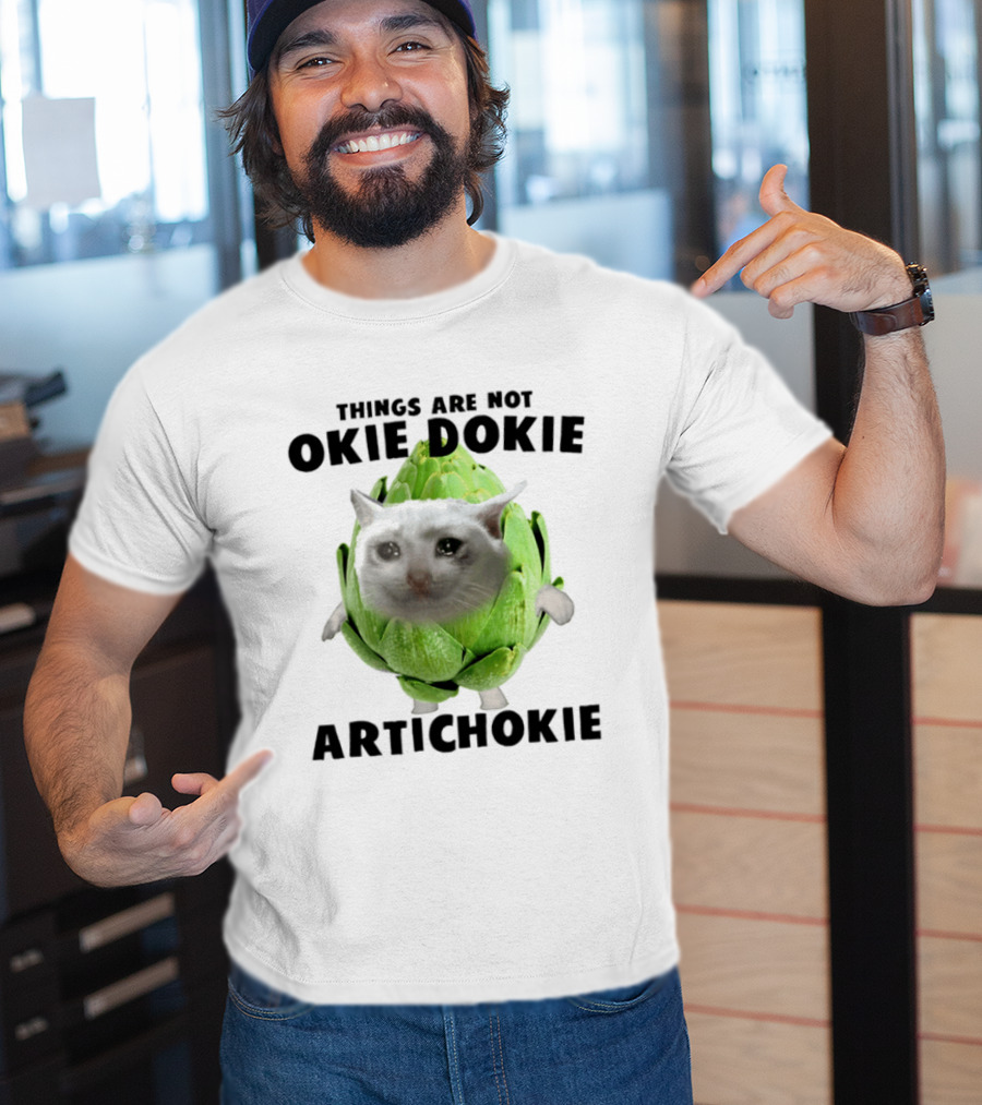 Things Are Not Okie Dokie Artichokie Sad Cat Meme T-Shirt
