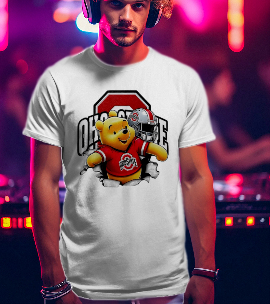 Winnie The Pooh Ohio State Buckeyes Football Team Helmets Series T-Shirt