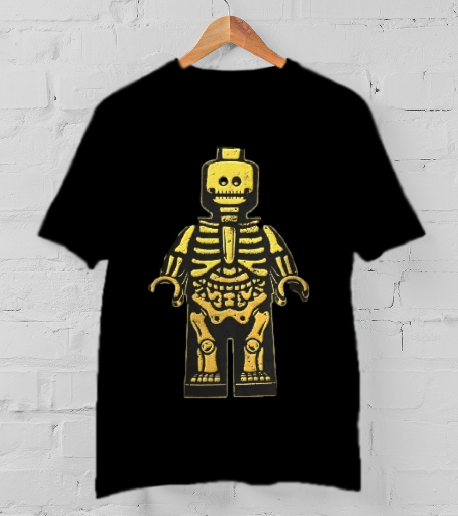 Lego Yellow Minifigure Skeleton X Ray Distressed Bones Line T-Shirt