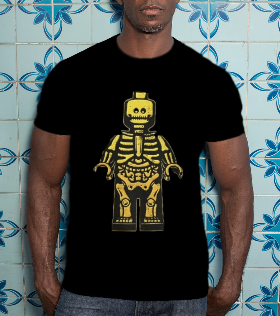 Lego Yellow Minifigure Skeleton X Ray Distressed Bones Line T-Shirt