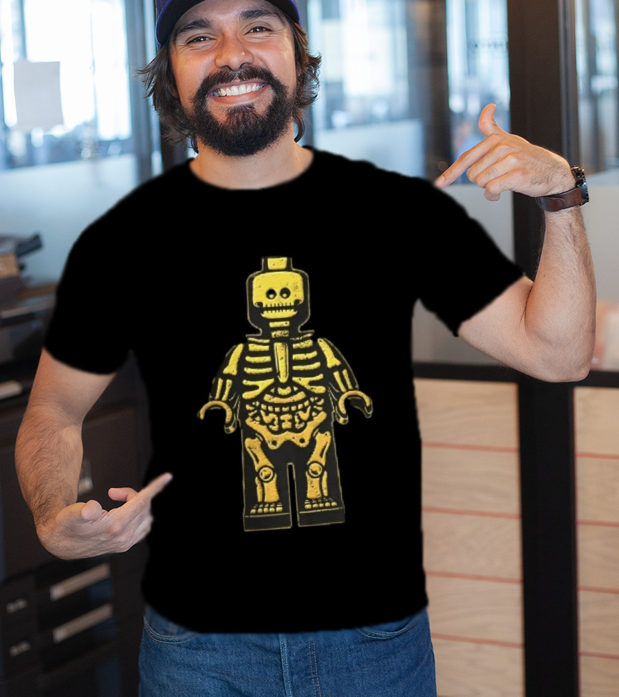 Lego Yellow Minifigure Skeleton X Ray Distressed Bones Line T-Shirt