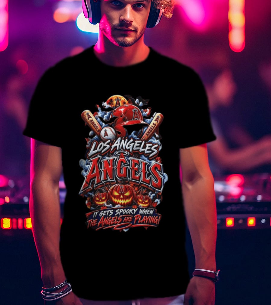 Los Angeles Angels Halloween Spooky Baseball T-Shirt