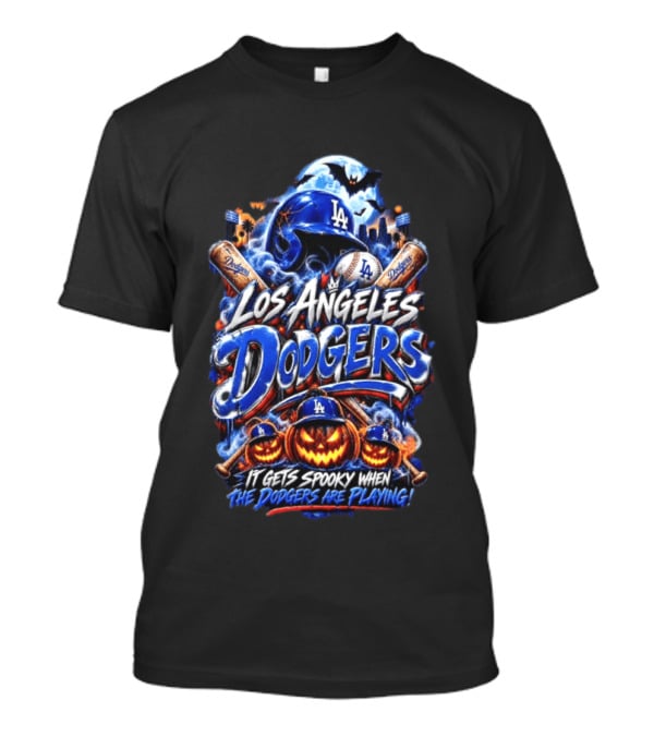 Los Angeles Dodgers Halloween Spooky Theme With Pumpkins And Baseball T-Shirt
