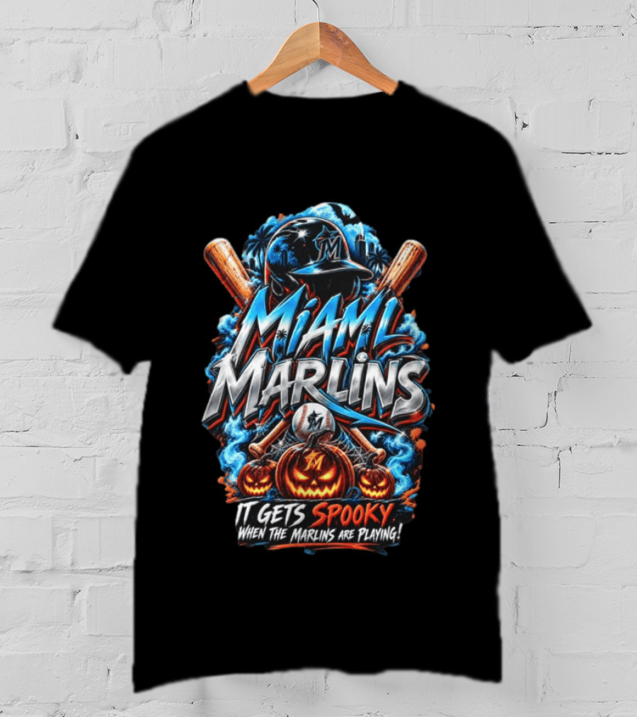 Miami Marlins MLB Spooky Halloween Baseball T-Shirt