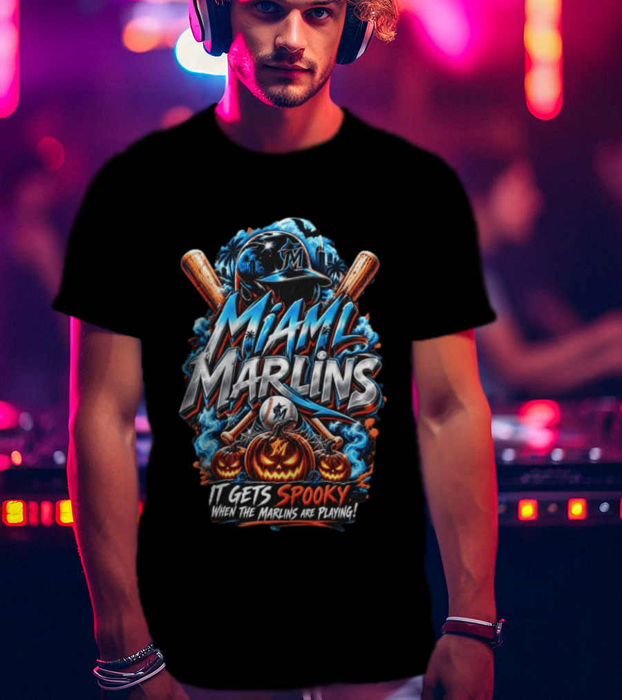 Miami Marlins MLB Spooky Halloween Baseball T-Shirt