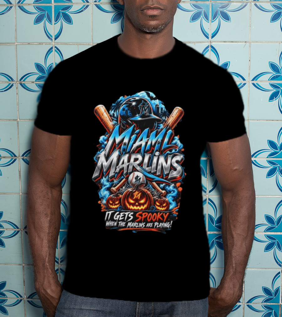 Miami Marlins MLB Spooky Halloween Baseball T-Shirt