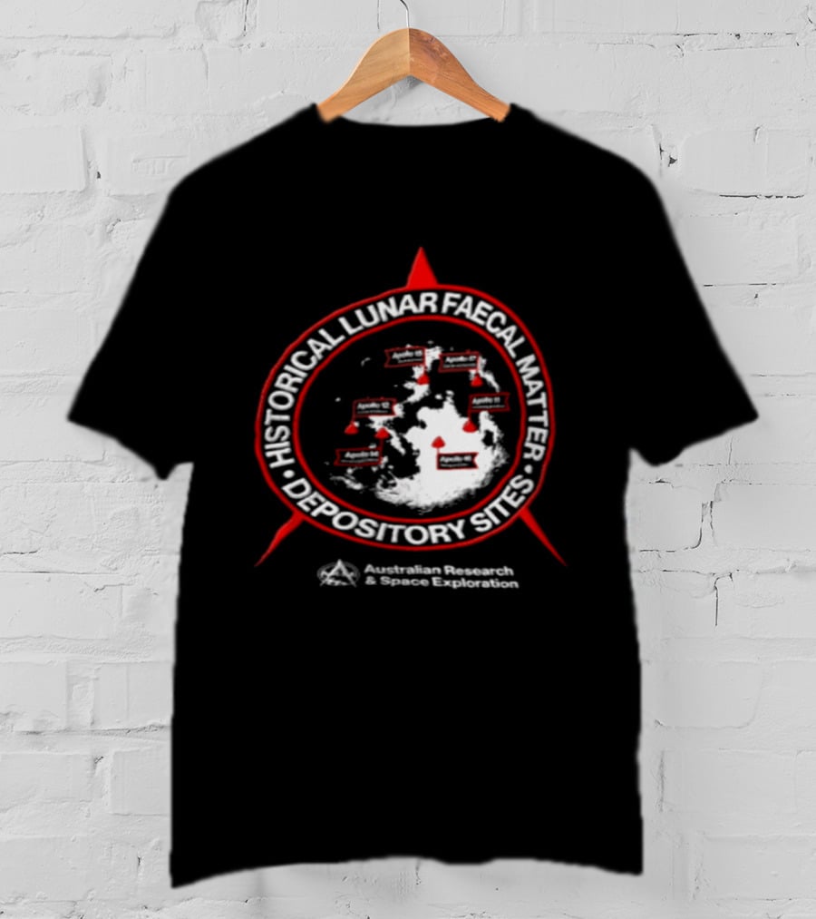 Historical Lunar Faecal Matter Depository Sites Australian Research And Space Exploration Moon Map Locations T-Shirt