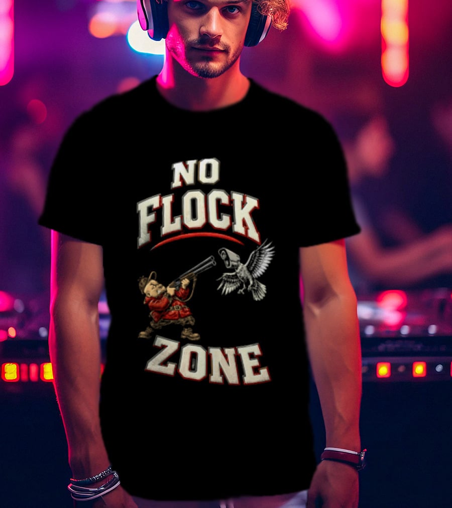 No Flock Zone Hunter With Surveillance Bird Vintage Look T-Shirt