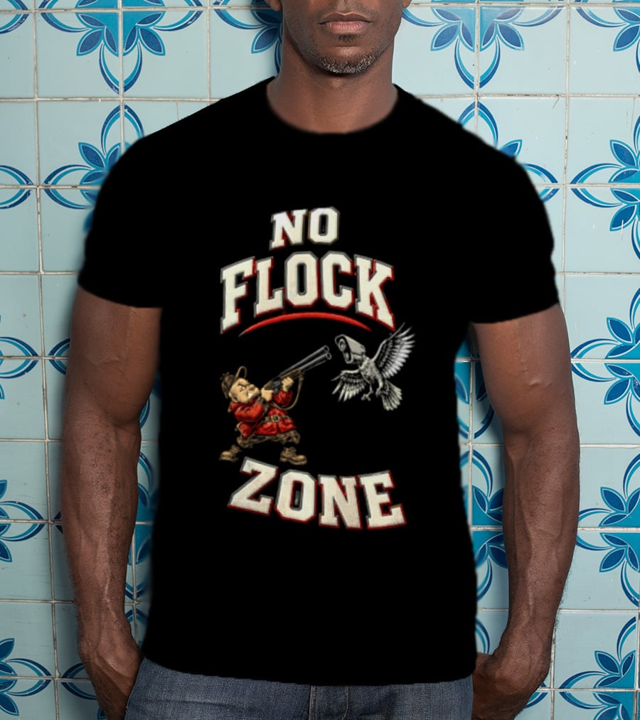 No Flock Zone Hunter With Surveillance Bird Vintage Look T-Shirt