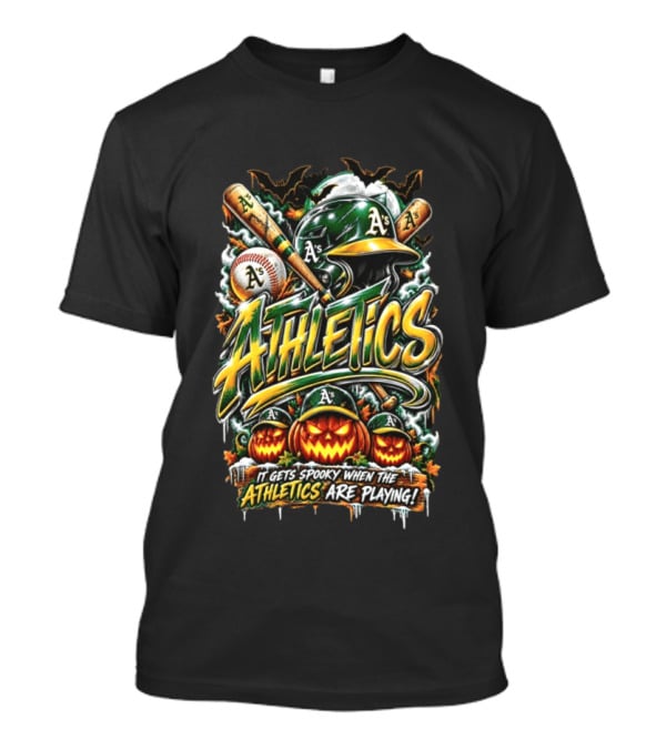 Oakland Athletics Halloween Spooky Baseball T-Shirt