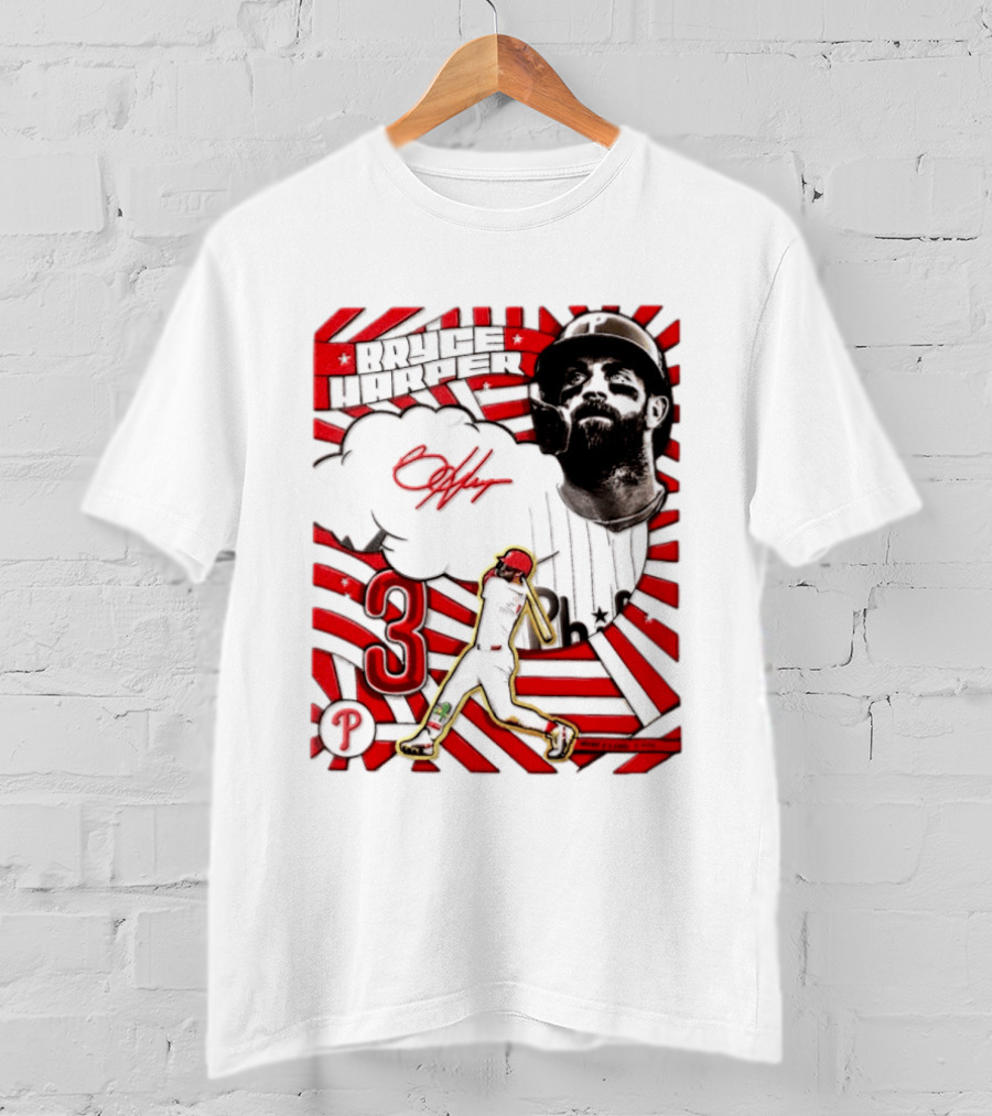 Bryce Harper Philadelphia Phillies 2026 MLB Signature Number 3 T-Shirt