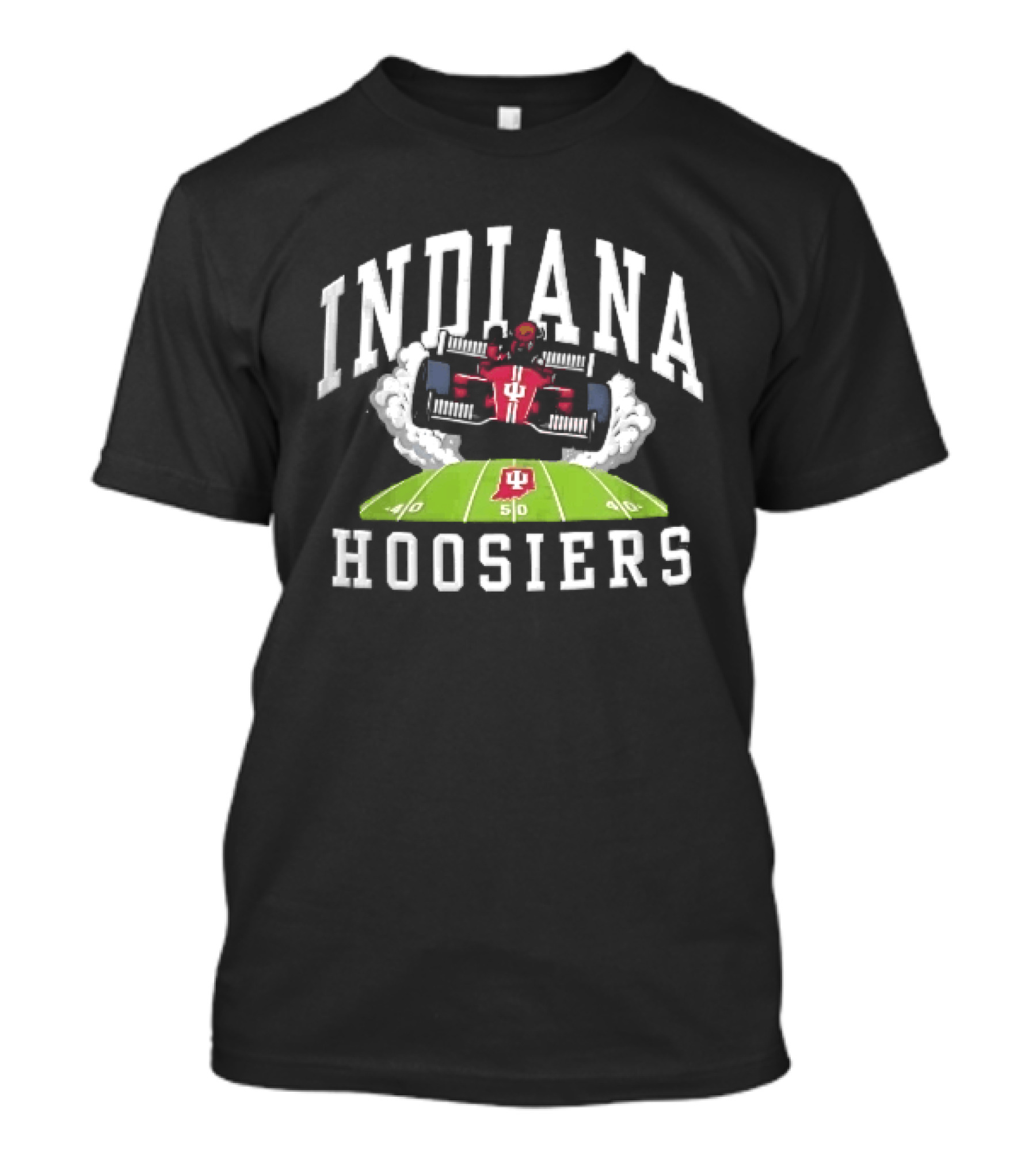 Indiana Hoosiers Race Car On Football Field NCAA Bison T-Shirt